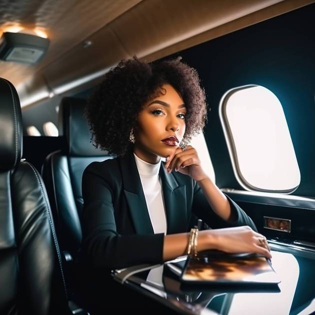 femme-est-assise-dans-avion-tablette-ses-genoux
